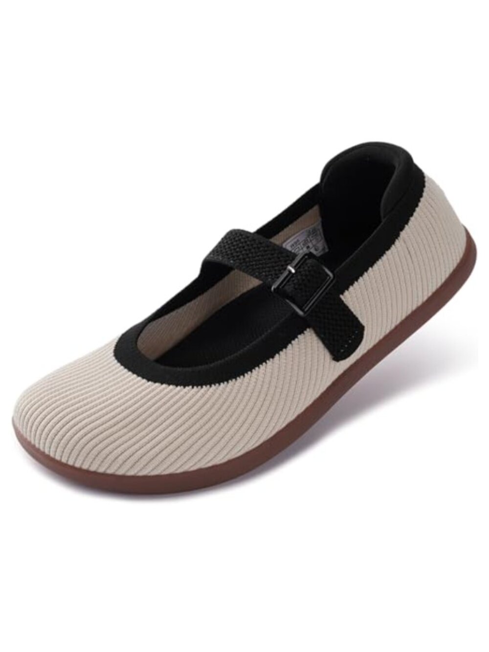 Wide Toe Box Barefoot Mary Jane Flats Zero Drop Buckle Strap Knit